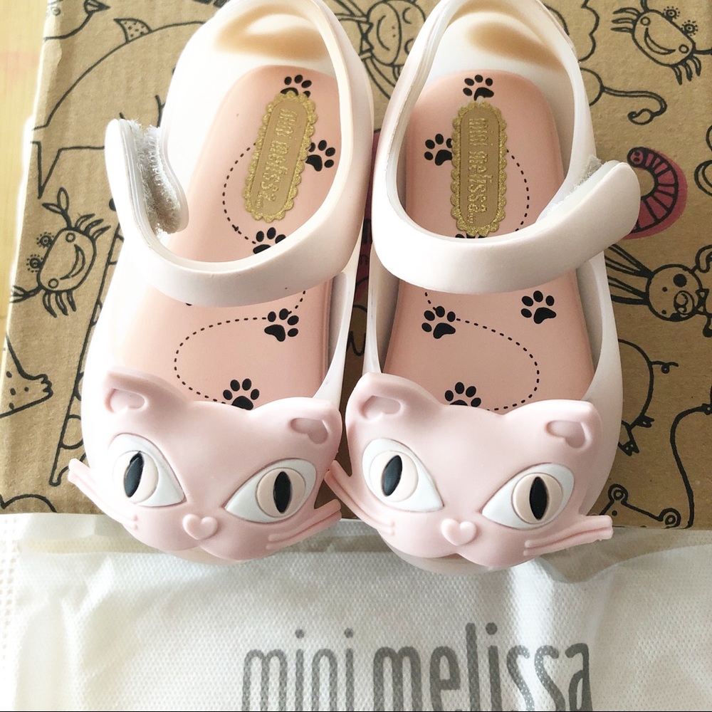 Mini Melissa Ultragirl Pink Cat Shoes Size 5 NIB